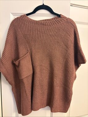 SHEIN Relaxed Rib-Knit Crew Sweater in Dusty Rose Brown